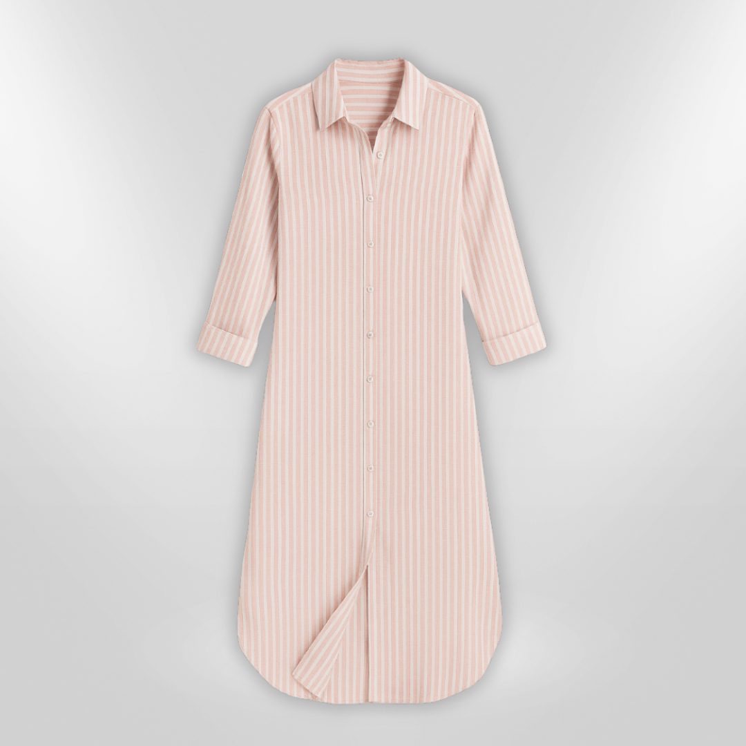 Robe Femme Chemise Rayée Décontractée Coton 2
