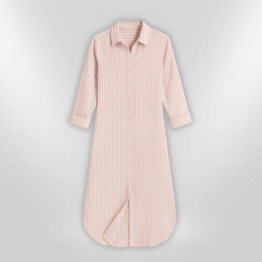 Robe Femme Chemise Rayée Décontractée Coton 2