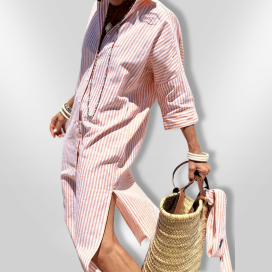 Robe Femme Chemise Rayée Décontractée Coton 6