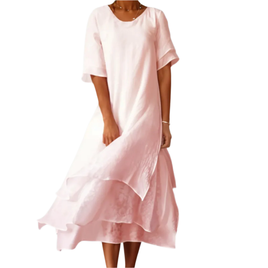 Robe Femme Élégante à Étages en Coton 0
