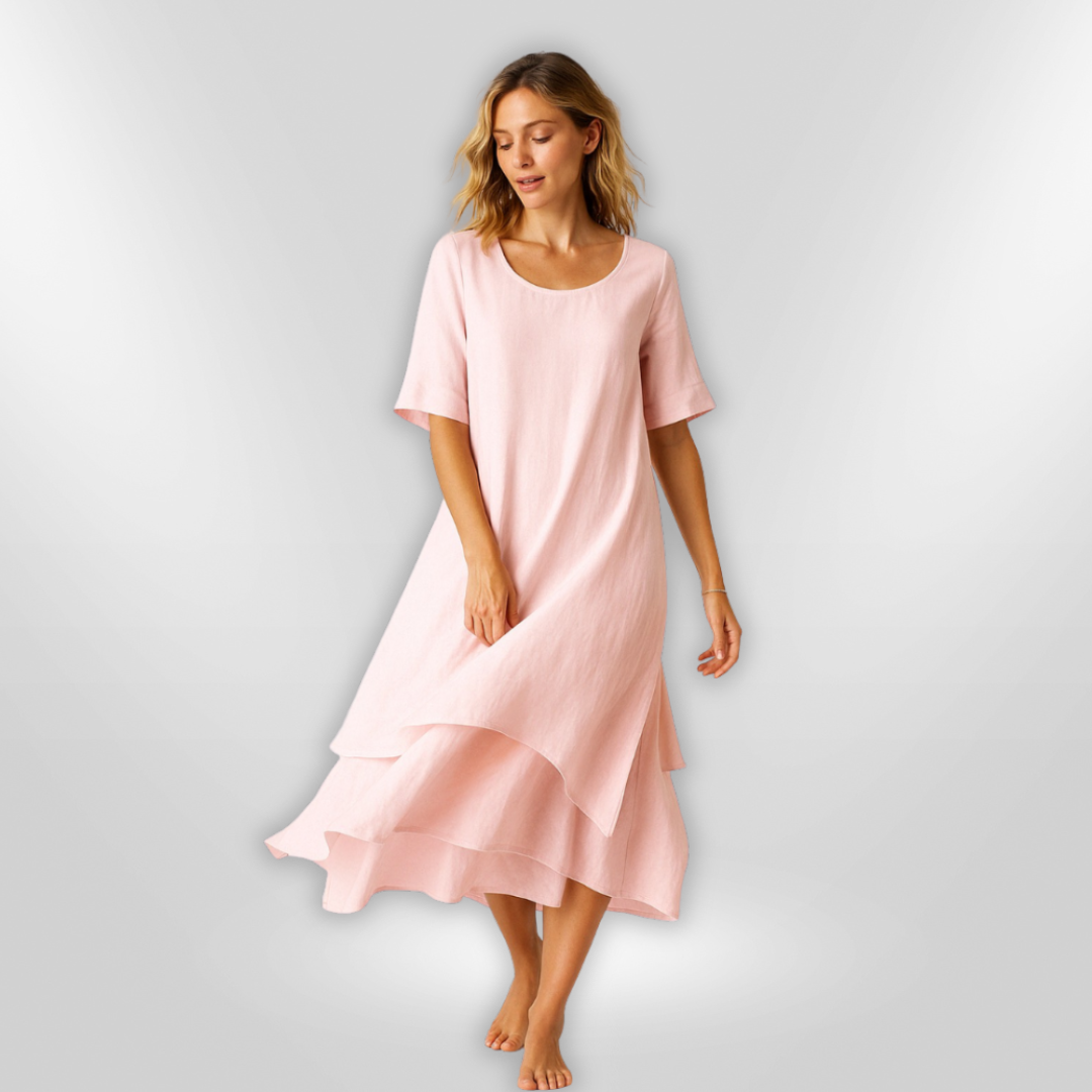 Robe Femme Élégante à Étages en Coton 1