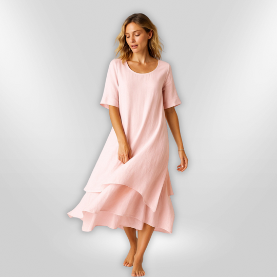 Robe Femme Élégante à Étages en Coton 1