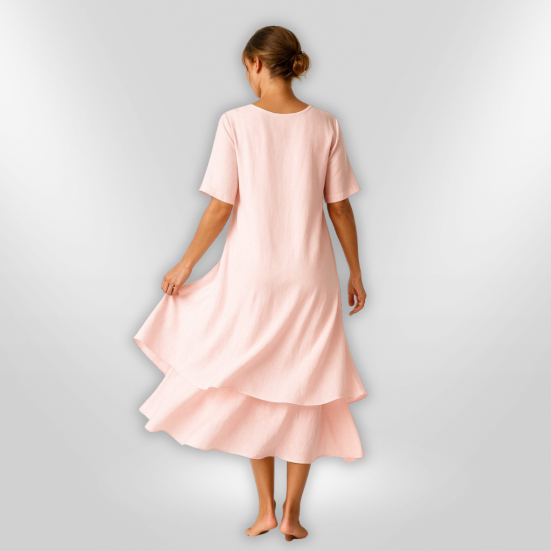 Robe Femme Élégante à Étages en Coton 2