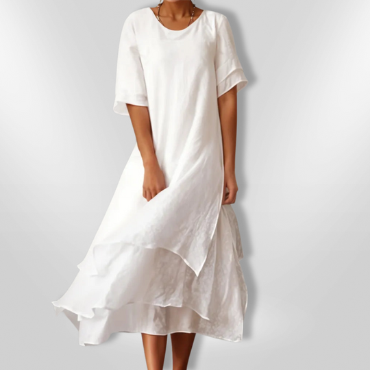 Robe Femme Élégante à Étages en Coton 5