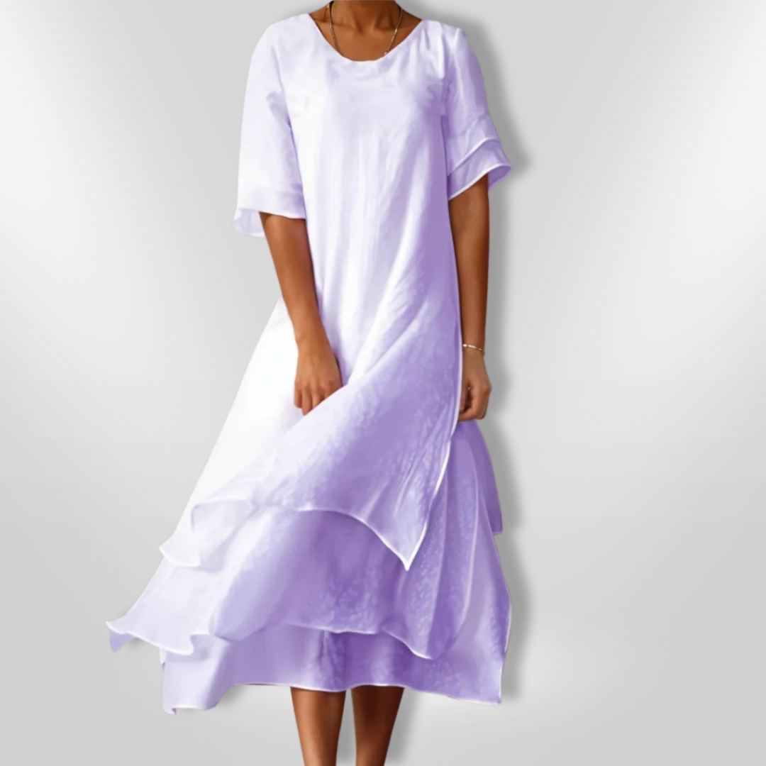Robe Femme Élégante à Étages en Coton 7