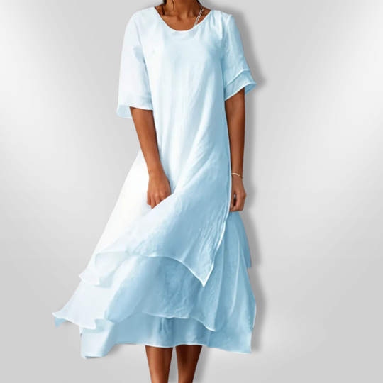 Robe Femme Élégante à Étages en Coton 8