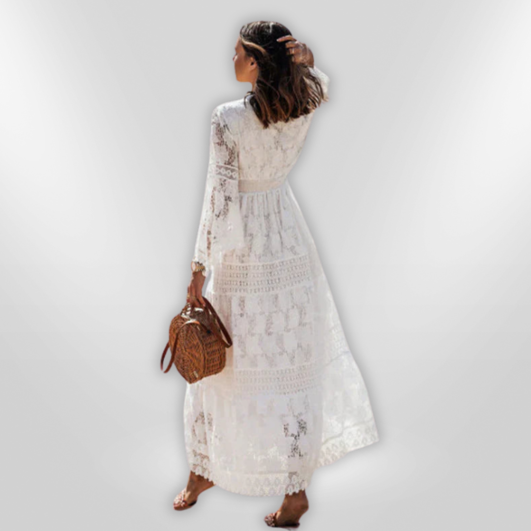 Robe Longue Femme Boho Élégante en Polyester à Manches Longues 2