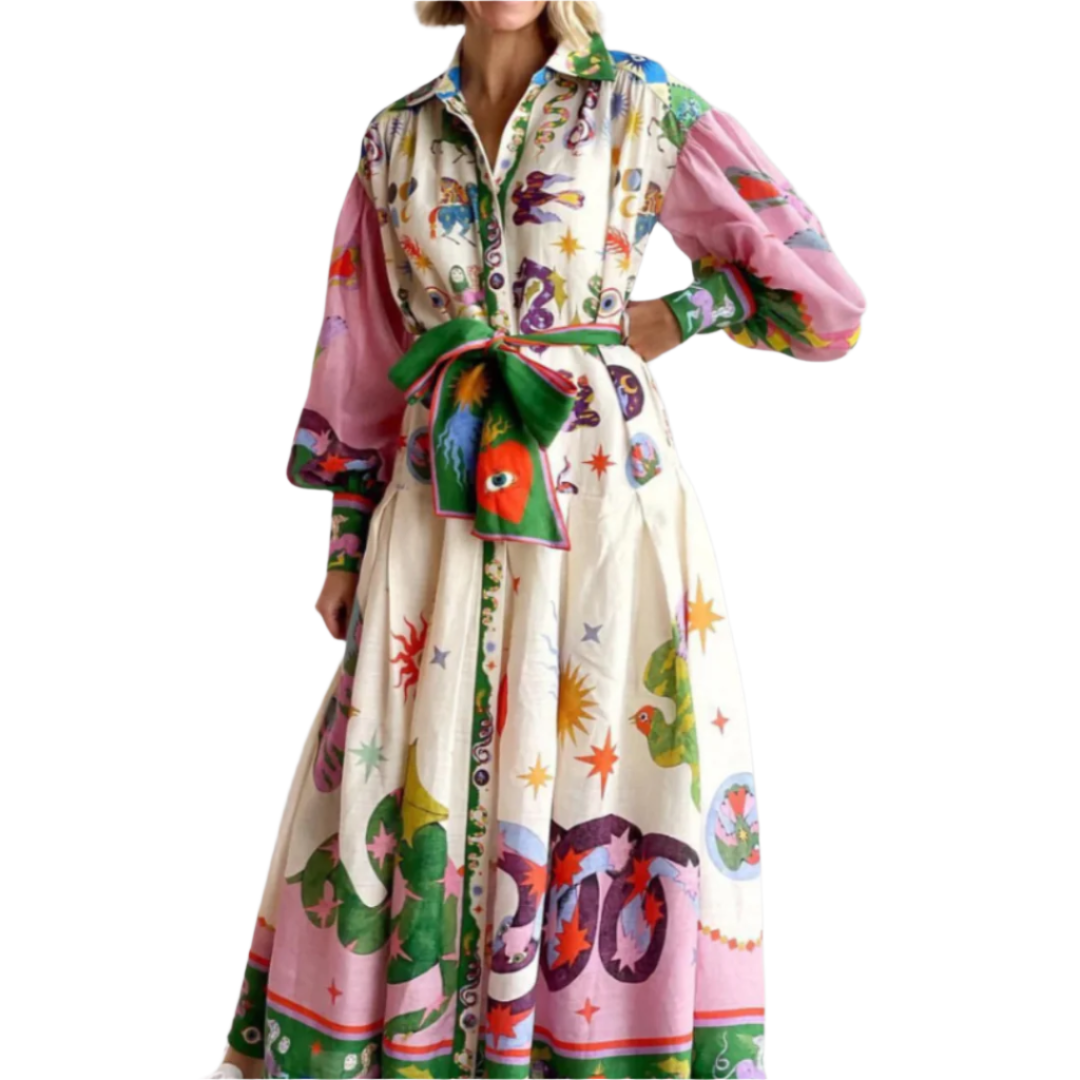 Robe Maxi Femme Style Italienne Imprimée 0