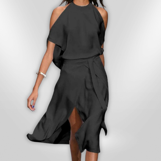Robe à Épaules Ouvertes Femme Chic en Tissu Léger 2