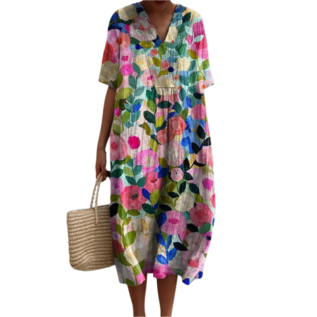 Robe d'été Femme Imprimé Floral Décontracté 100% Coton Chic 0