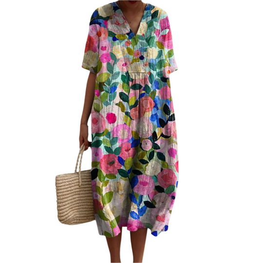Robe d'été Femme Imprimé Floral Décontracté 100% Coton Chic 0