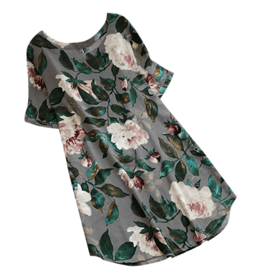 Rochie Cu Mâneci Scurte Și Imprimeu Floral