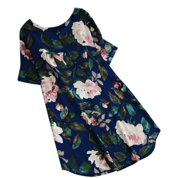 Rochie Cu Mâneci Scurte Și Imprimeu Floral