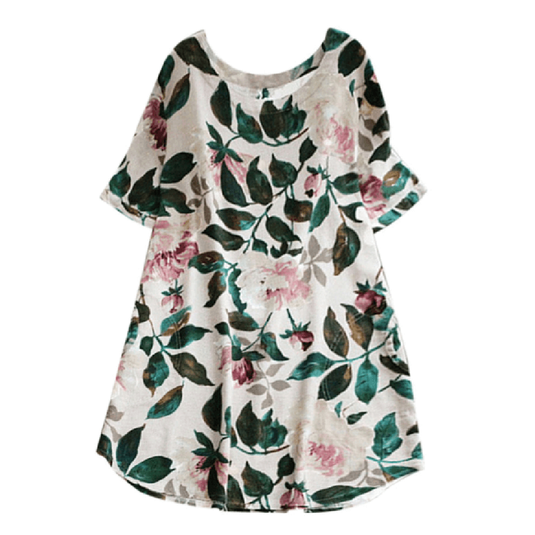 Rochie Cu Mâneci Scurte Și Imprimeu Floral