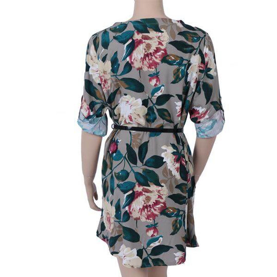 Rochie Retro Cu Flori Și Mâneci Lungi