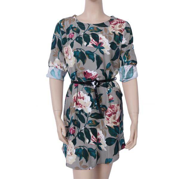 Rochie Retro Cu Flori Și Mâneci Lungi