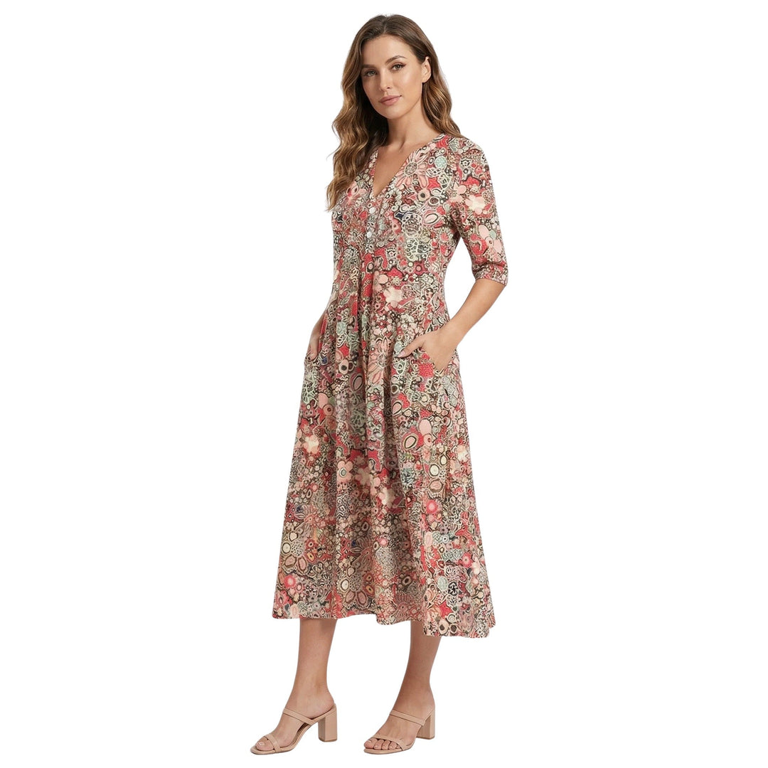 Rochie de damă cu model floral, ușoară, pentru activități de primăvară și vară 0