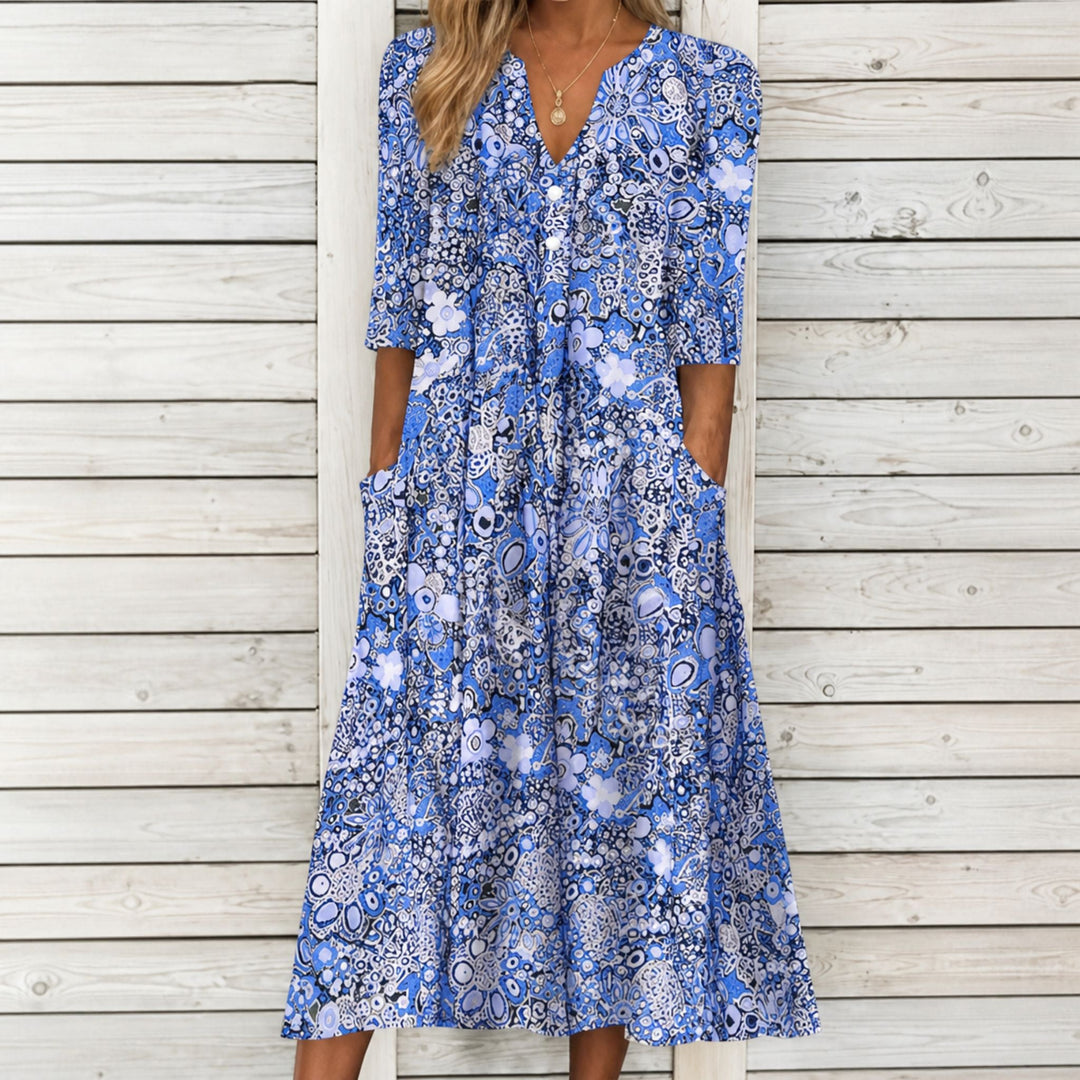 Rochie de damă cu model floral, ușoară, pentru activități de primăvară și vară 1