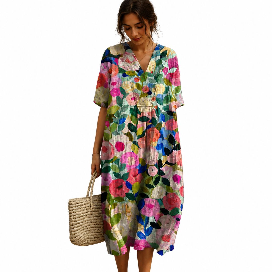 Rochie de vară cu imprimeu floral lejer pentru femei 0