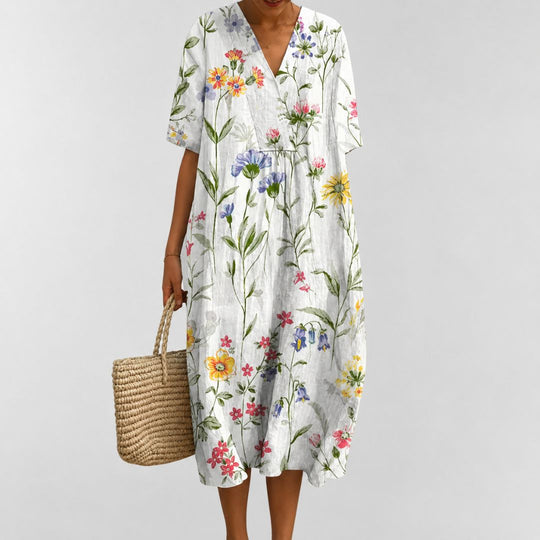 Rochie de vară cu imprimeu floral lejer pentru femei 1