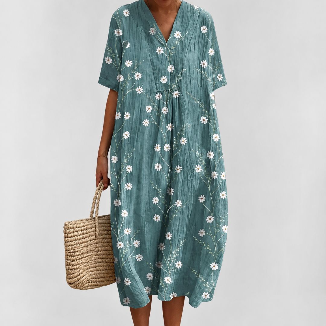 Rochie de vară cu imprimeu floral lejer pentru femei 11