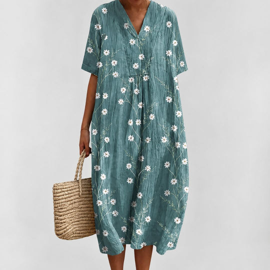 Rochie de vară cu imprimeu floral lejer pentru femei 11