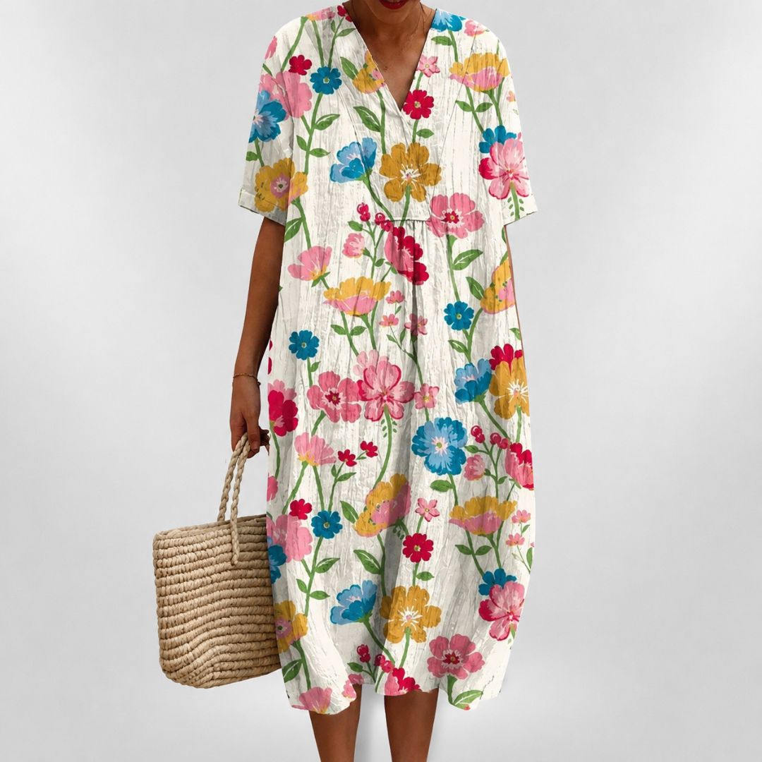 Rochie de vară cu imprimeu floral lejer pentru femei 6