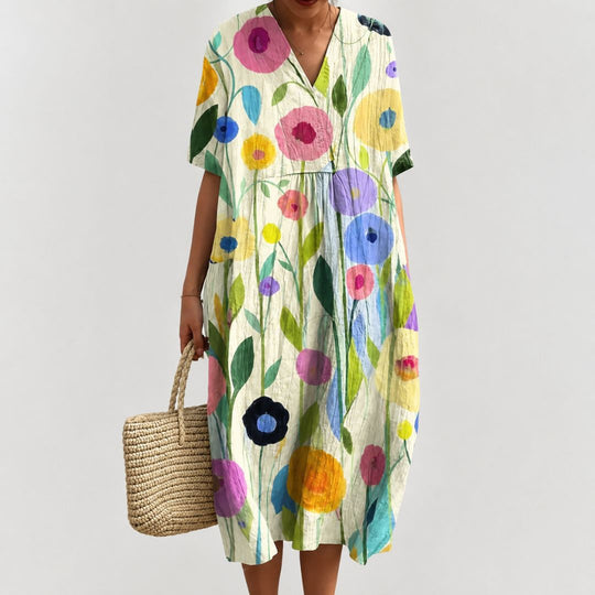 Rochie de vară cu imprimeu floral lejer pentru femei 7