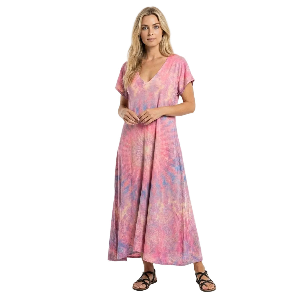 Rochie de vară pentru femei, cu decolteu în V, design fluid 0