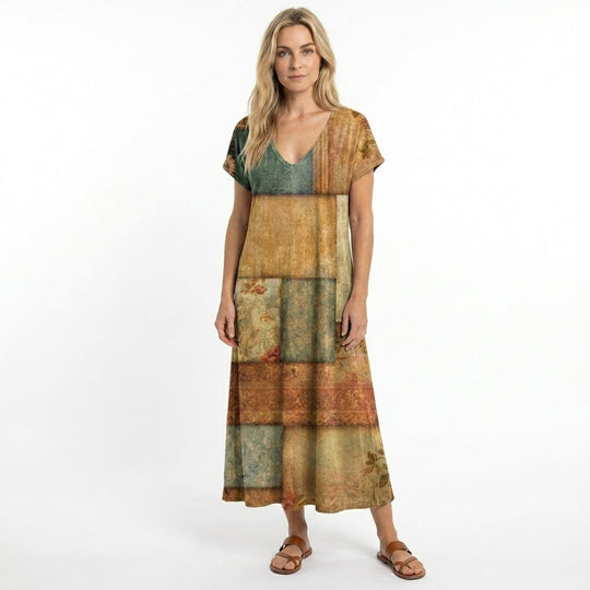 Rochie de vară pentru femei, cu decolteu în V, design fluid 2