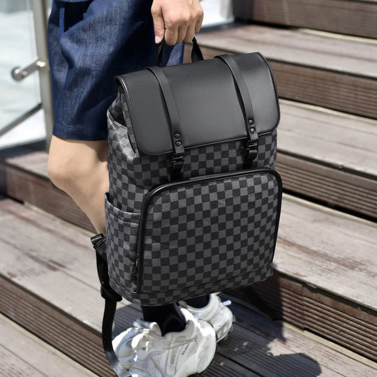 Rucsac pentru bărbați cu model în carouri modern 2