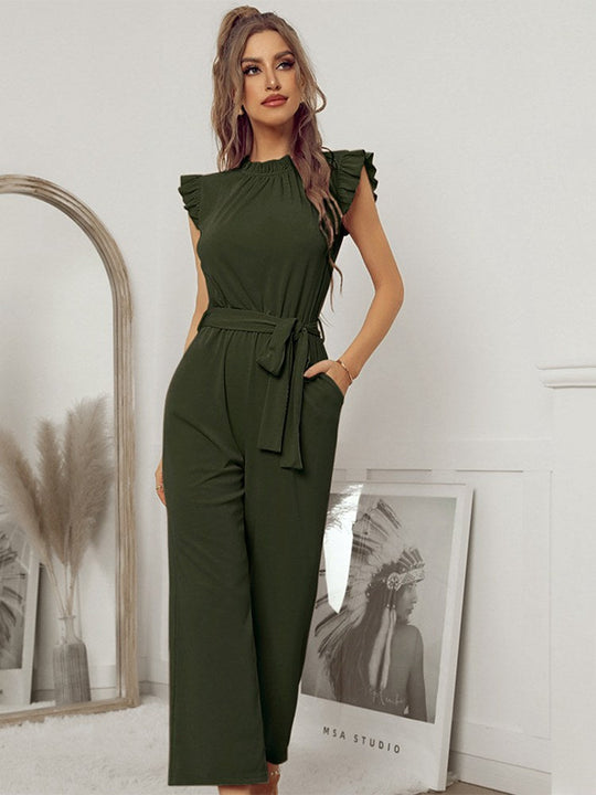 Dam Jumpsuit Tidlös Chic Polyester med Lock Ärmar och Matchande Bälte-5
