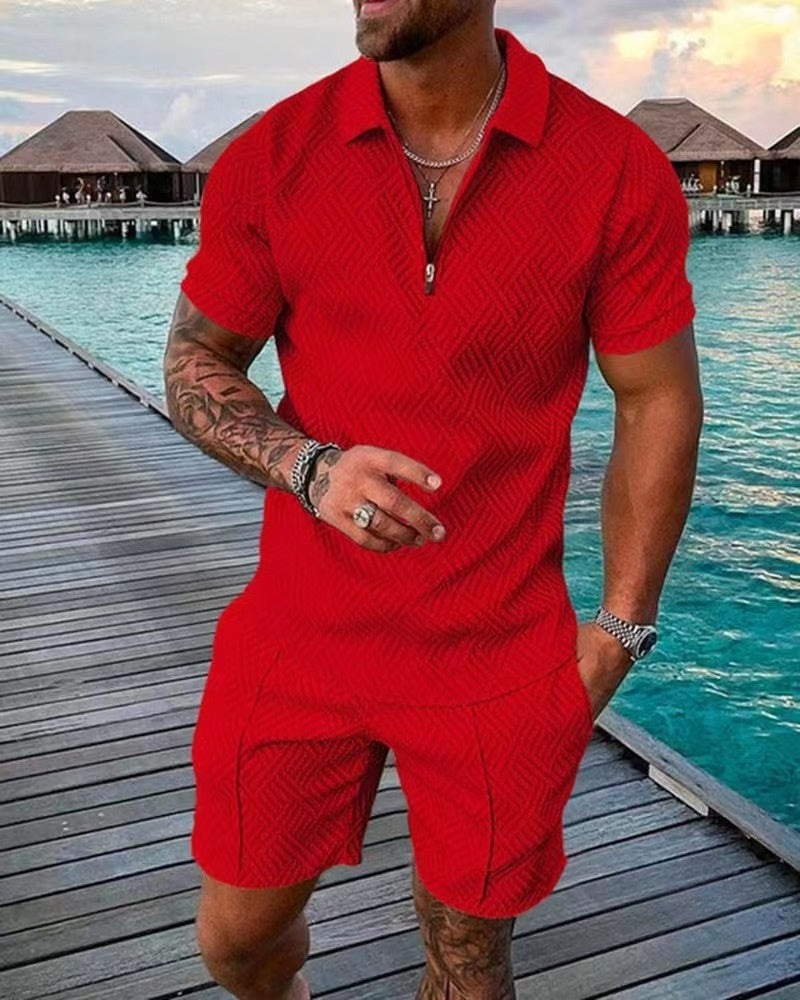 Variant image for Herre Sæt T-shirt og Shorts Casual 100% Bomuld Komfortabel-17