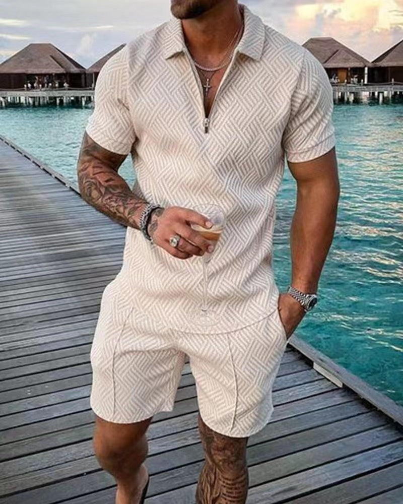 Herre Sæt T-shirt og Shorts Casual 100% Bomuld Komfortabel-1