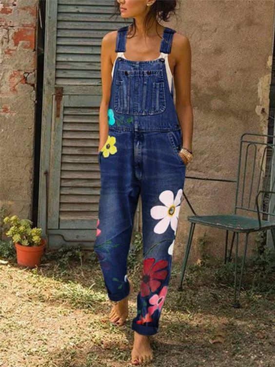 Salopetă stil denim pentru femei 1