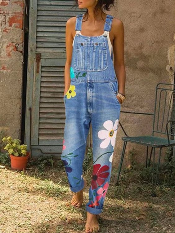 Salopetă stil denim pentru femei 2