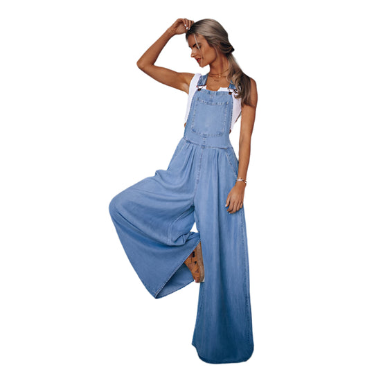 Salopette din denim pentru femei, stil elegant