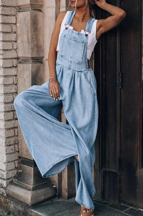 Salopette din denim pentru femei, stil elegant