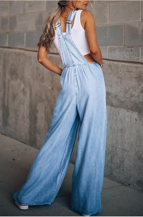 Salopette din denim pentru femei, stil elegant