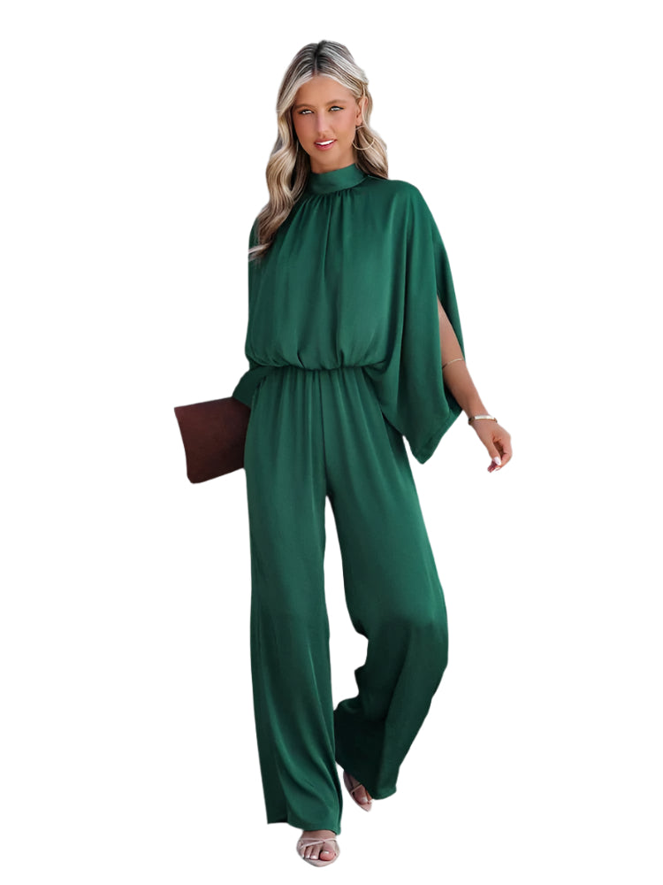Dam Jumpsuit Långärmad Bredbenad Polyester Elegant-1