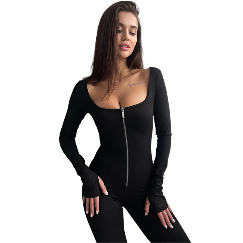 Dam Jumpsuit Bodycon Fyrkantig Halsringning Polyester Spandex-1