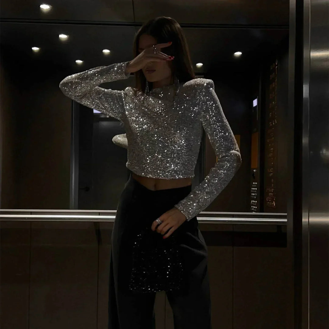 Dames Top Pailletten Ademend Polyester Voor Feestelijke Gelegenheden 4