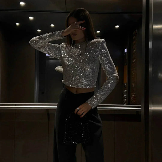 Dames Top Pailletten Ademend Polyester Voor Feestelijke Gelegenheden 4