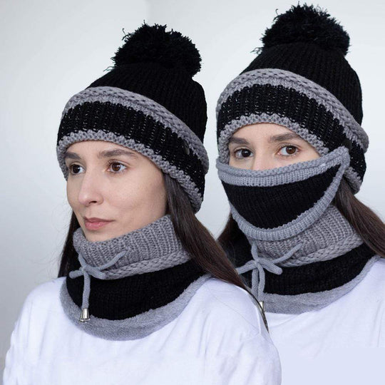 Set 3-In-1 Cu Fular, Căciulă Și Mască