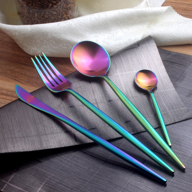 Set De Tacâmuri Cu Design În Culori Curcubeu (4 Bucăți)