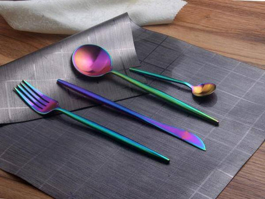 Set De Tacâmuri Cu Design În Culori Curcubeu (4 Bucăți)
