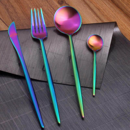 Set De Tacâmuri Cu Design În Culori Curcubeu (4 Bucăți)