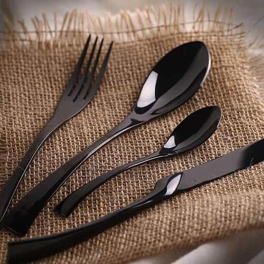 Set De Tacâmuri Din Oțel Inoxidabil Lucios Negru, 4 Bucăți