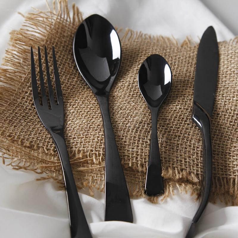 Set De Tacâmuri Din Oțel Inoxidabil Lucios Negru, 4 Bucăți
