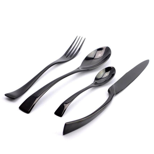 Set De Tacâmuri Din Oțel Inoxidabil Lucios Negru, 4 Bucăți